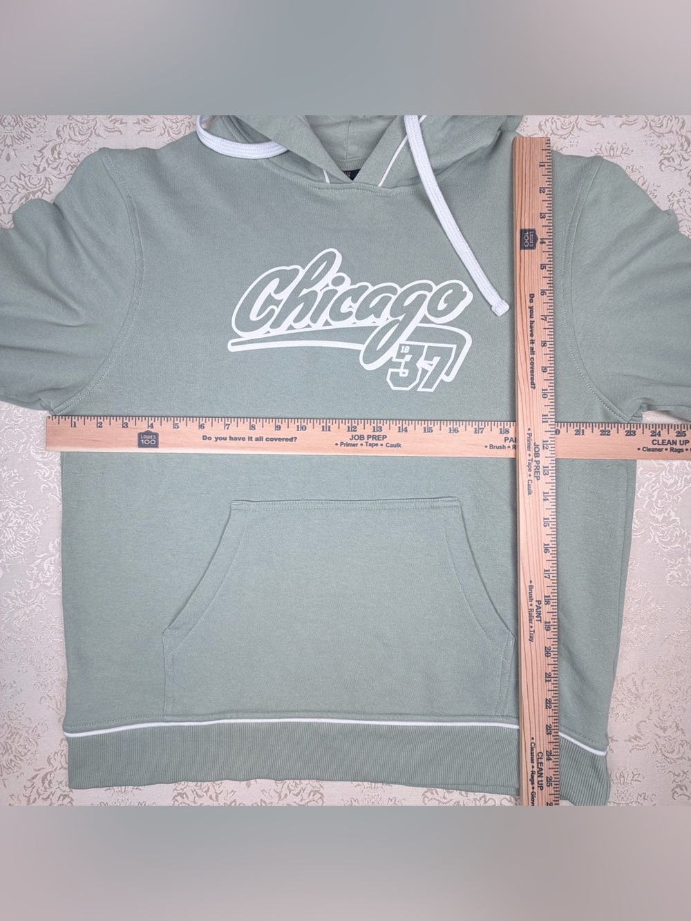 MV Sport Green Crewneck Hoodie with White Chicago Script, XXL - Picture 4 of 5
